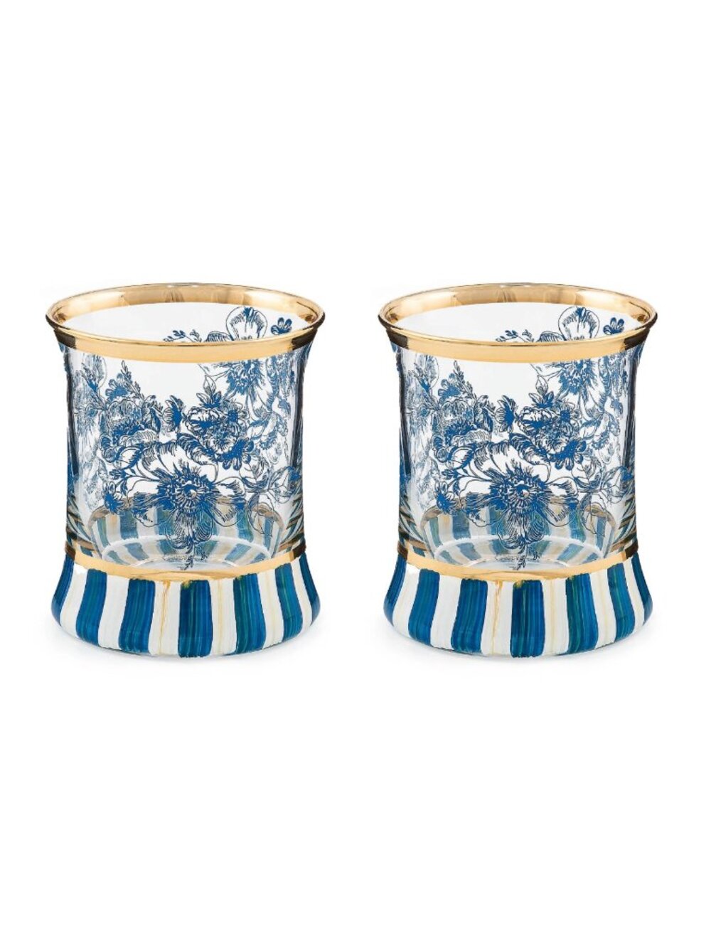 MacKenzie-Childs 59232-1952 Royal English Garden Tumbler (Set/2) Glass Set. New!